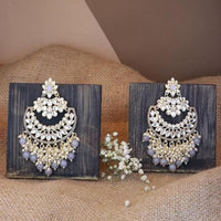 Etnico Gold Plated Traditional Pearl Kundan Beaded Chandbali Earrings for Women/Girls (E3056Gr)