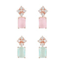 Etnico Stylish Latest Fashion Rose Gold Plated Cubic Zirconia American Diamoand Combo of 2 Studs Earrings For Women/Girls (E3069Pi-Min)