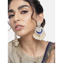 Etnico Gold Plated Intricately Designed Traditional Meenakari Chandbali Earrings Glided With Kundans & Pearls (E306Bl) For womens
