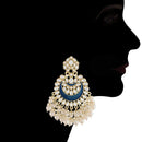 Etnico Gold Plated Intricately Designed Traditional Meenakari Chandbali Earrings Glided With Kundans & Pearls (E306Bl) For womens