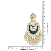 Etnico Gold Plated Intricately Designed Traditional Meenakari Chandbali Earrings Glided With Kundans & Pearls (E306Bl) For womens