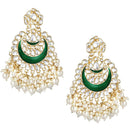 Etnico Gold Plated Intricately Designed Traditional Meenakari Chandbali Earrings Glided With Kundans & Pearls (E306G)