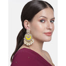 Etnico Gold Plated Intricately Designed Traditional Meenakari Chandbali Earrings Glided With Kundans & Pearls (E306Y) For womens