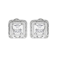 Etnico Silver Plated Traditional CZ American Diamond Stud Earrings for Women (E3071ZW)