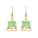 Etnico Gold Plated Traditional Meenakari Handcrafted Mint Pearl Jhumki Earrings for Women/Girls(E3074Min)