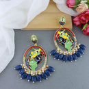 Etnico Gold Plated Traditional Meenakari Temple Radha Krishna Jhumka Earrings for Women and Girls (E3075Bl)
