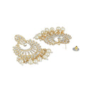 Etnico Gold Plated Intricately Designed Traditional Chandbali Earrings Glided With Kundans & Pearls (E3076W)
