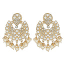 Etnico Gold Plated Intricately Designed Traditional Chandbali Earrings Glided With Kundans & Pearls (E3077W)