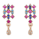 Etnico Valentine's Special Rose Gold Plated Glittering Crystal AD Stone Studs Earrings for Women & Girls (E3083)