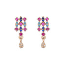 Etnico Valentine's Special Rose Gold Plated Glittering Crystal AD Stone Studs Earrings for Women & Girls (E3083)