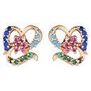 Etnico Valentine's Special Rose Gold Plated Glittering Crystal AD Stone Studs Earrings for Women & Girls (E3084)