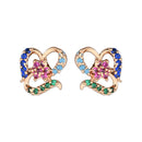 Etnico Valentine's Special Rose Gold Plated Glittering Crystal AD Stone Studs Earrings for Women & Girls (E3084)