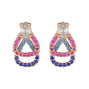 Etnico Valentine's Special Rose Gold Plated Glittering Crystal AD Stone Studs Earrings for Women & Girls (E3086)