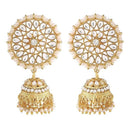 Etnico Traditional Gold Plated With Stunning Antique Finish Kundan & Pearl Jhumka Earrings for Women/Girls (E3091W)