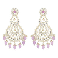 Etnico Gold Plated Traditional Kundan & Pearl Chandbali Earrings For Women (E3093Pu)