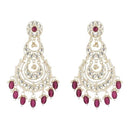 Etnico Gold Plated Traditional Kundan & Pearl Chandbali Earrings For Women (E3093Wi)