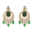 Etnico Gold Plated Traditional Kundan Pearl Stone Chandbali Earrings For Women/Girls (Green)