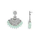 Etnico Silver Oxidised Kundan & Pearl Chandbali Earrings For Women (E3106ZMin)
