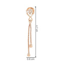 Etnico Valentines Special Sparkling Glamorous Rose Gold Plated Floral Shape Stud CZ and American Diamond Tassel Drop Fashionable Earrings for Women/Girls