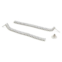 Etnico Valentines Special Sparkling Glamorous Silver Plated CZ and American Diamond Tassel Drop Fashionable Earrings for Women/Girls
