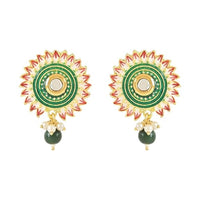 Etnico Gold Plated Traditional Meenakari Kundan Studded Pearl Drop Chandbali Earrings For Women & Girls (E3123G)