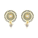 Etnico Gold Plated Traditional Meenakari Kundan Studded Pearl Drop Chandbali Earrings For Women & Girls (E3123Gr)