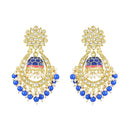 Etnico Gold Plated Traditional Meenakari Kundan Studded Pearl Dangle Jhumki Earrings For Women & Girls (E3125Bl)