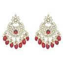 Etnico Gold Plated Traditional Kundan Pearl Chandbali Earrings For Women And Girls (E3153M)