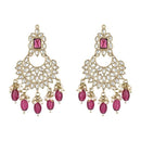 Etnico Gold Plated Traditional Kundan & Pearl Chandbali Earrings For Women (E3154Wi)