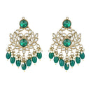 Etnico Gold Plated Traditional Kundans & Pearls Chandbali Earrings For Women (E3155G)