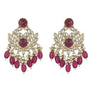 Etnico Gold Plated Traditional Kundan & Pearl Chandbali Earrings For Women (E3155Wi)
