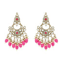 Etnico Gold Plated Traditional Kundans & Pearls Chandbali Earrings For Women (E3156Q)