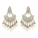 Etnico Gold Plated Traditional Kundan & Pearl Chandbali Earrings For Women (E3156W)