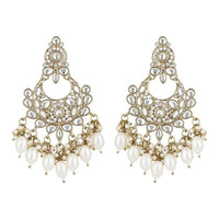 Etnico Gold Plated Traditional Kundan & Pearl Chandbali Earrings For Women (E3156W)