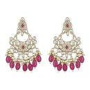 Etnico Gold Plated Traditional Kundan & Pearl Chandbali Earrings For Women (E3156Wi)