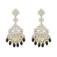 Etnico Gold Plated Traditional Kundan & Pearl Chandbali Earrings For Women (E3157B)