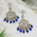 Etnico Gold Plated Traditional Kundan & Pearl Chandbali Earrings For Women (E3157Bl)