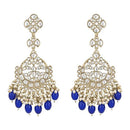 Etnico Gold Plated Traditional Kundan & Pearl Chandbali Earrings For Women (E3157Bl)