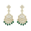 Etnico Gold Plated Traditional Kundan & Pearl Chandbali Earrings For Women (E3157G)