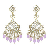 Etnico Gold Plated Traditional Kundan & Pearl Chandbali Earrings For Women (E3157Pu)