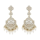 Etnico Gold Plated Traditional Kundan & Pearl Chandbali Earrings For Women (E3157W)