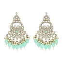 Etnico Gold Plated Traditional Meenakari Kundans & Pearls Chandbali Earrings For Women (E3158Min)