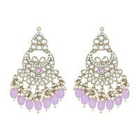 Etnico Gold Plated Traditional Meenakari Kundans & Pearls Chandbali Earrings For Women (E3158Pu)