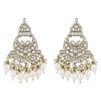 Etnico Gold Plated Traditional Kundan & Pearl Chandbali Earrings For Women (E3158W)