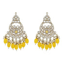Etnico Gold Plated Traditional Meenakari Kundans & Pearls Chandbali Earrings For Women (E3158Y)