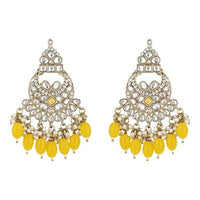 Etnico Gold Plated Traditional Meenakari Kundans & Pearls Chandbali Earrings For Women (E3158Y)