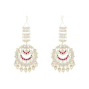 Etnico Gold Plated Traditional Kundan Hanging Pearl Earrings Attachable Ear Chain For Women/Girls (Rani)