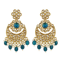 Etnico Gold Plated Traditional Handcrafted Kundan Pearl Floral Design Earrings For Women/Girls
