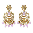Etnico Gold Plated Traditional Handcrafted Kundan Pearl Floral Design Earrings For Women (Purple)