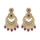 Etnico Gold Plated Traditional Handcrafted Kundan Pearl Floral Design Earrings For Women/Girls